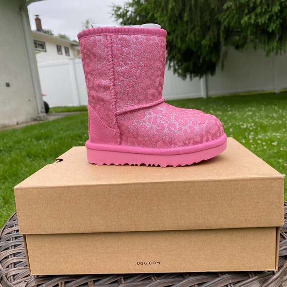 NWT/NIB UGG Toddler Classic II Glitter Leopard Animal Print Boots (sizes 7) - Picture 4 of 7